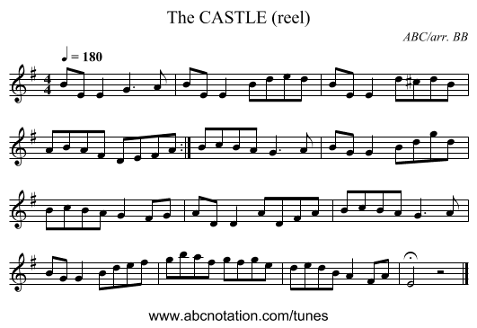 CASTLE (reel), The - staff notation