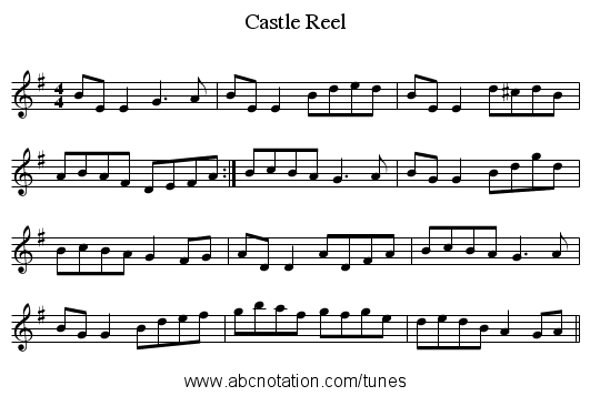 Castle Reel - staff notation