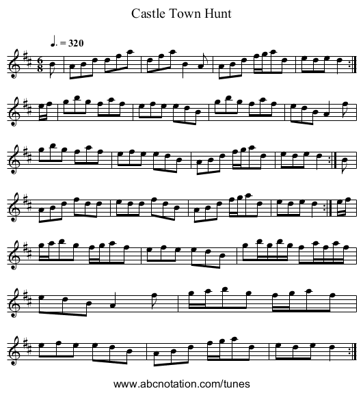 Castle Town Hunt - staff notation