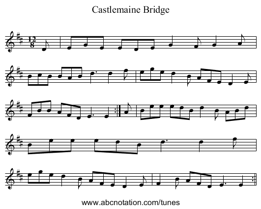 Castlemaine Bridge - staff notation