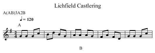 Castlering, Lichfield - staff notation