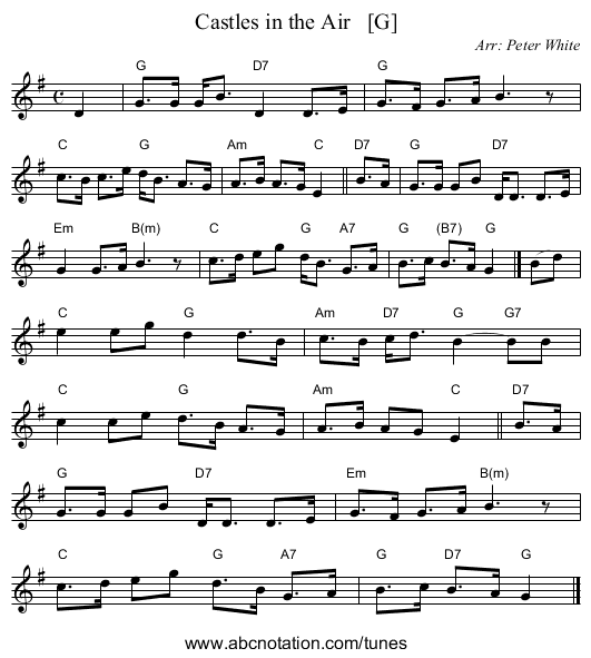 Castles in the Air   [G] - staff notation