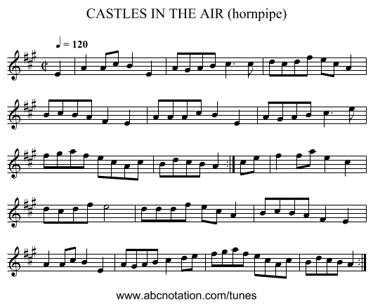 CASTLES IN THE AIR (hornpipe) - staff notation