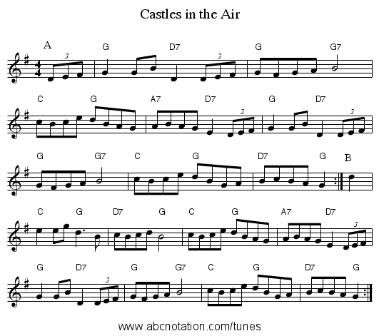 Castles in the Air - staff notation