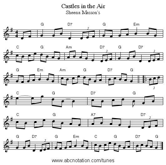 Castles in the Air - staff notation