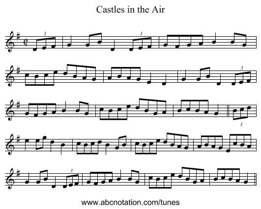 Castles in the Air - staff notation