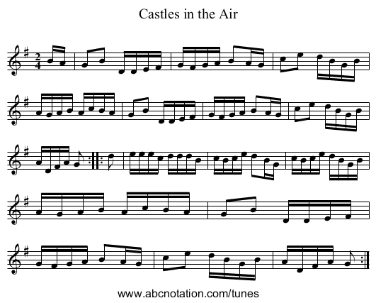 Castles in the Air - staff notation
