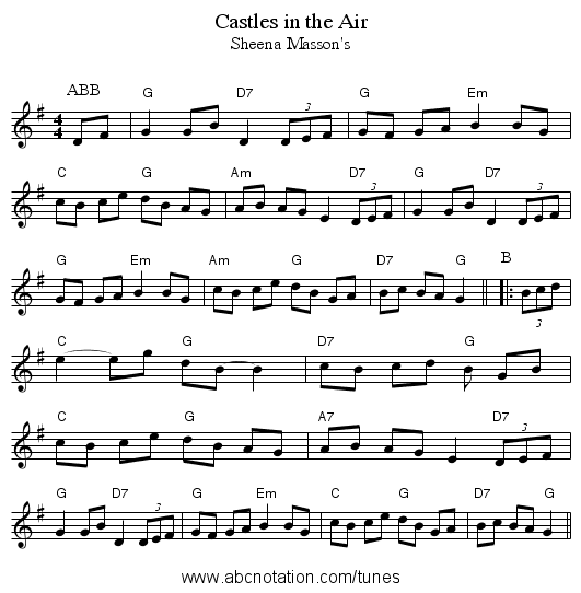 Castles in the Air - staff notation