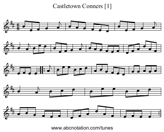 Castletown Conners [1] - staff notation