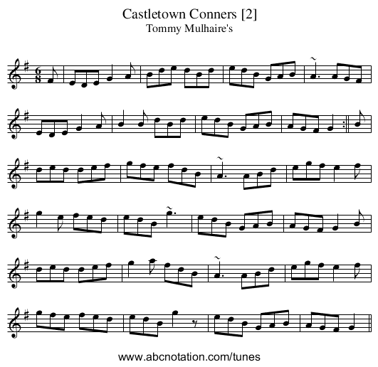 Castletown Conners [2] - staff notation