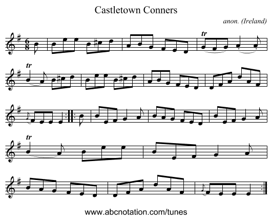 Castletown Conners - staff notation