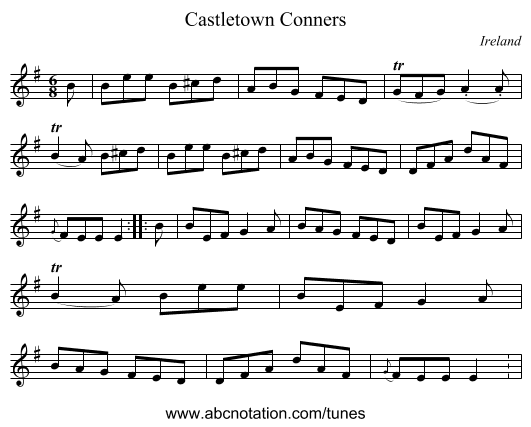 Castletown Conners - staff notation
