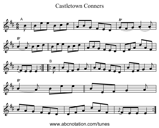 Castletown Conners - staff notation
