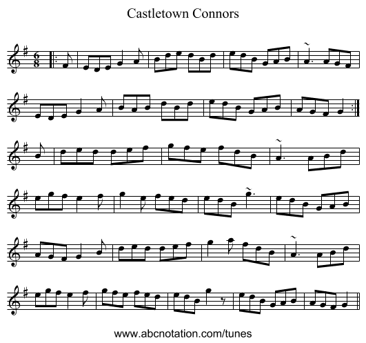 Castletown Connors - staff notation