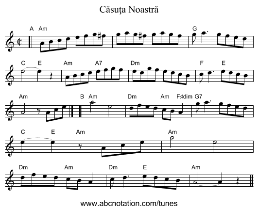 C&abreve;suţa Noastr&abreve; - staff notation