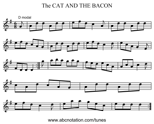 CAT AND THE BACON, The - staff notation