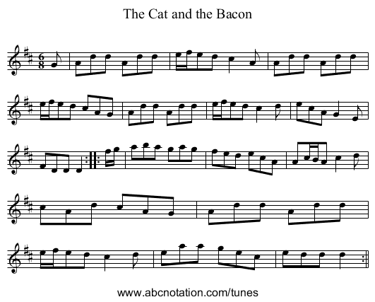 Cat and the Bacon, The - staff notation