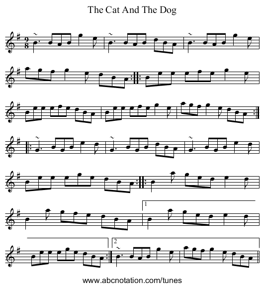 Cat And The Dog, The - staff notation