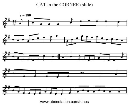 CAT in the CORNER (slide) - staff notation