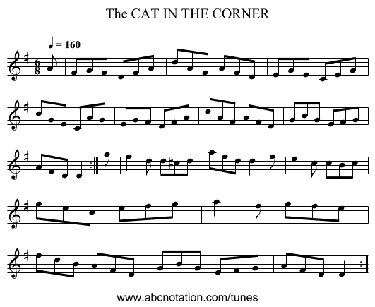 CAT IN THE CORNER, The - staff notation