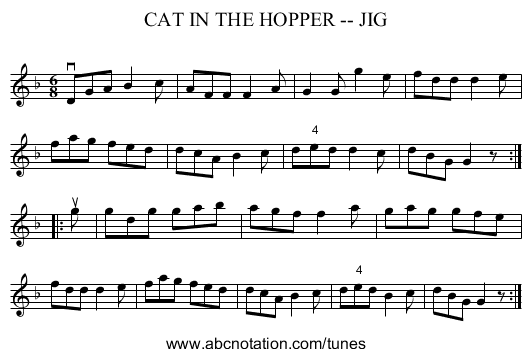 CAT IN THE HOPPER -- JIG - staff notation