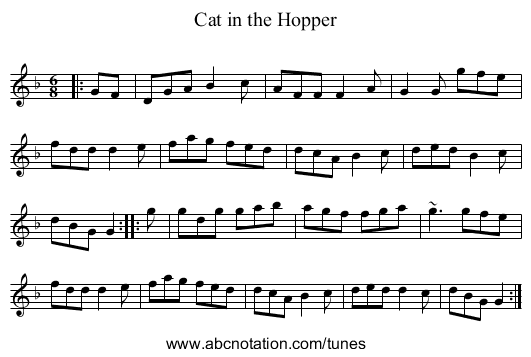 Cat in the Hopper - staff notation