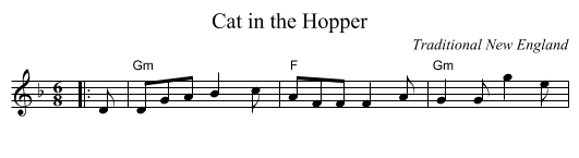 Cat in the Hopper - staff notation