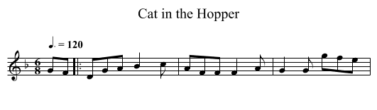 Cat in the Hopper - staff notation