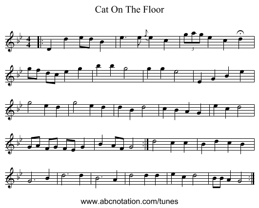 Cat On The Floor - staff notation