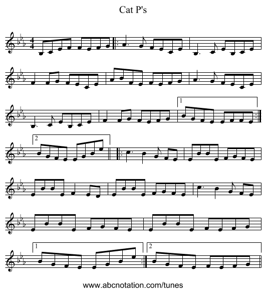 Cat P's - staff notation