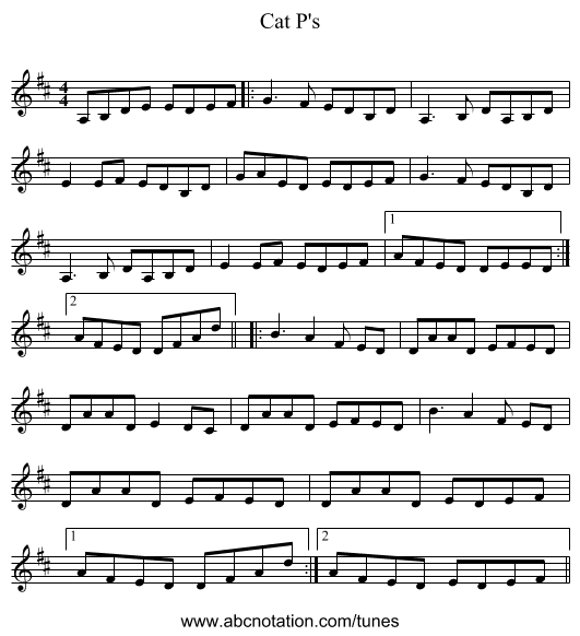 Cat P's - staff notation