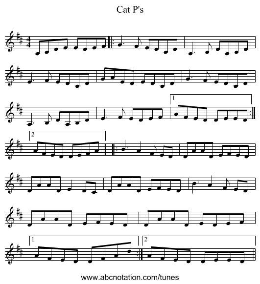 Cat P's - staff notation