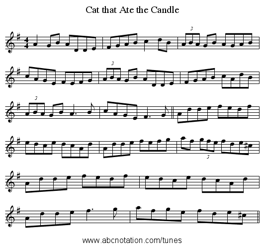Cat that Ate the Candle - staff notation