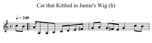 Cat that Kittled in Jamie's Wig (h) - staff notation