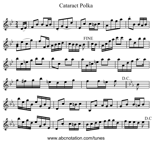 Cataract Polka - staff notation