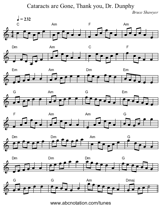 Cataracts are Gone, Thank you, Dr. Dunphy - staff notation