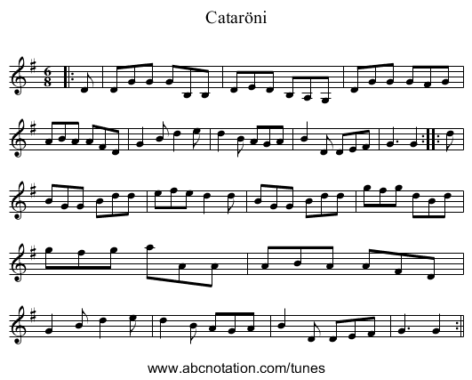 Cataröni - staff notation