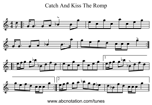 Catch And Kiss The Romp - staff notation