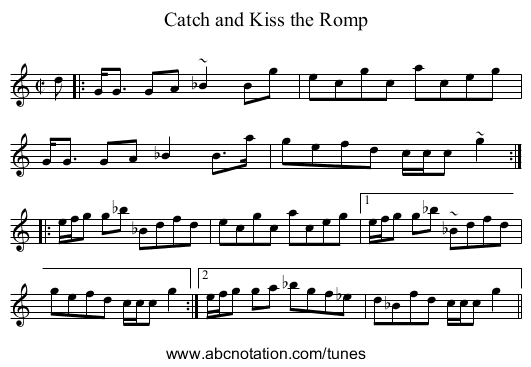 Catch and Kiss the Romp - staff notation