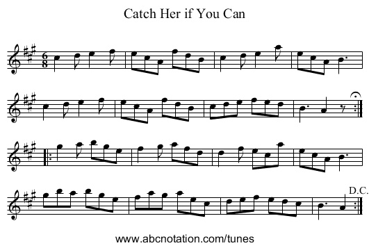 Catch Her if You Can - staff notation