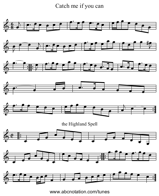 Catch me if you can - staff notation