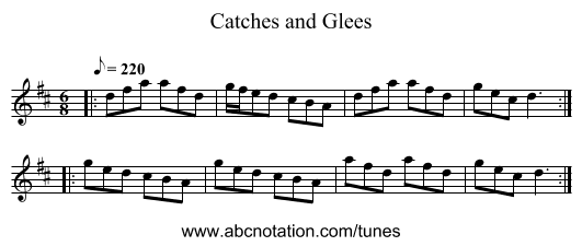 Catches and Glees - staff notation