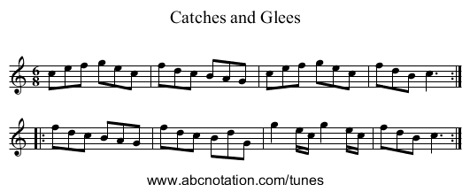 Catches and Glees - staff notation