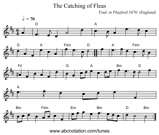 Catching of Fleas, The - staff notation