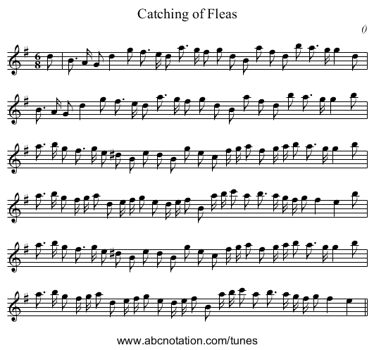 Catching of Fleas - staff notation