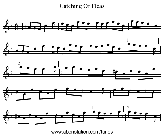 Catching Of Fleas - staff notation