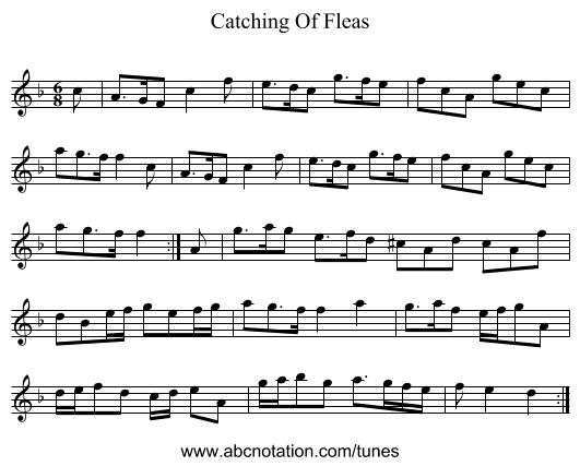 Catching Of Fleas - staff notation