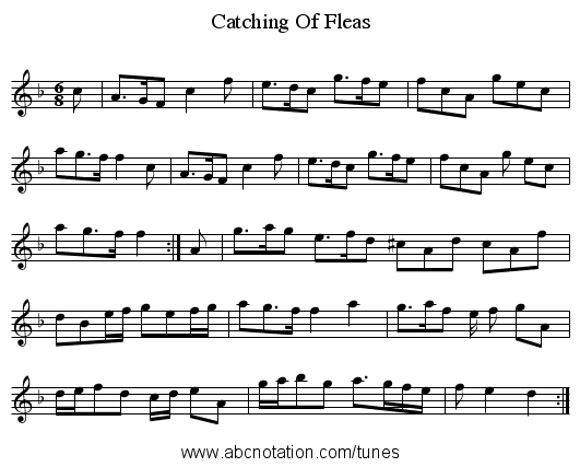 Catching Of Fleas - staff notation