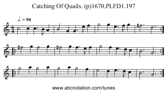 Catching Of Quails. (p)1670.PLFD1.197 - staff notation