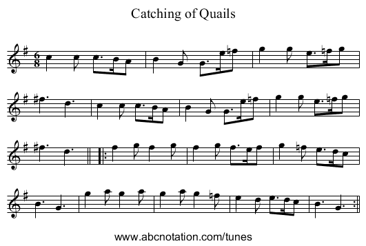 Catching of Quails - staff notation